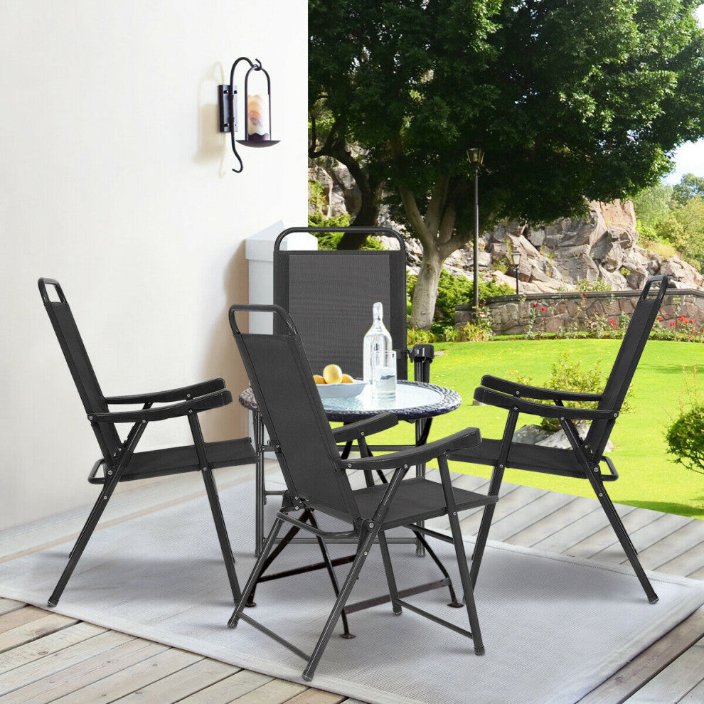 Costway Set Of 4 Folding Sling Chairs Patio Furniture Camping Pool With Armrest