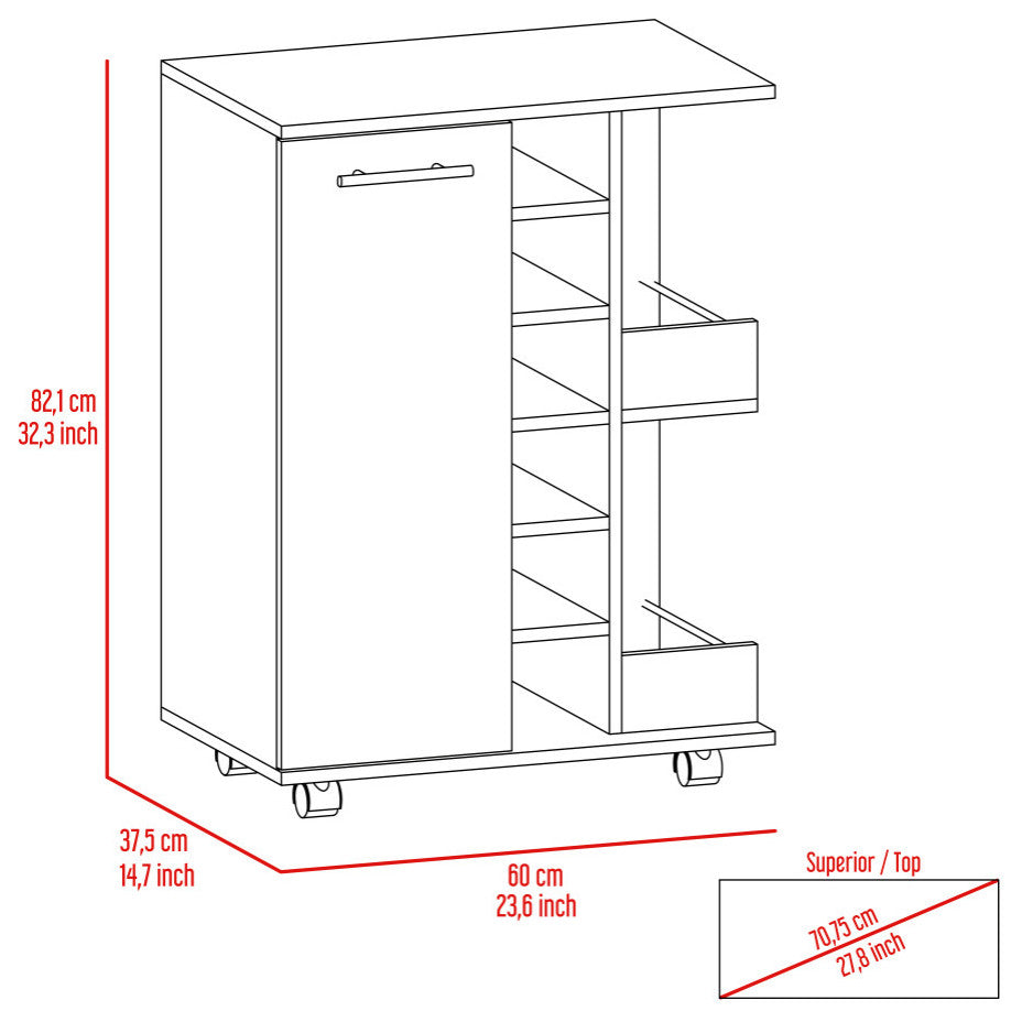 Tennessee, Bar Cart, White
