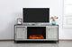 Jesse 60" Mirrored TV Stand With Wood Fireplace, Black