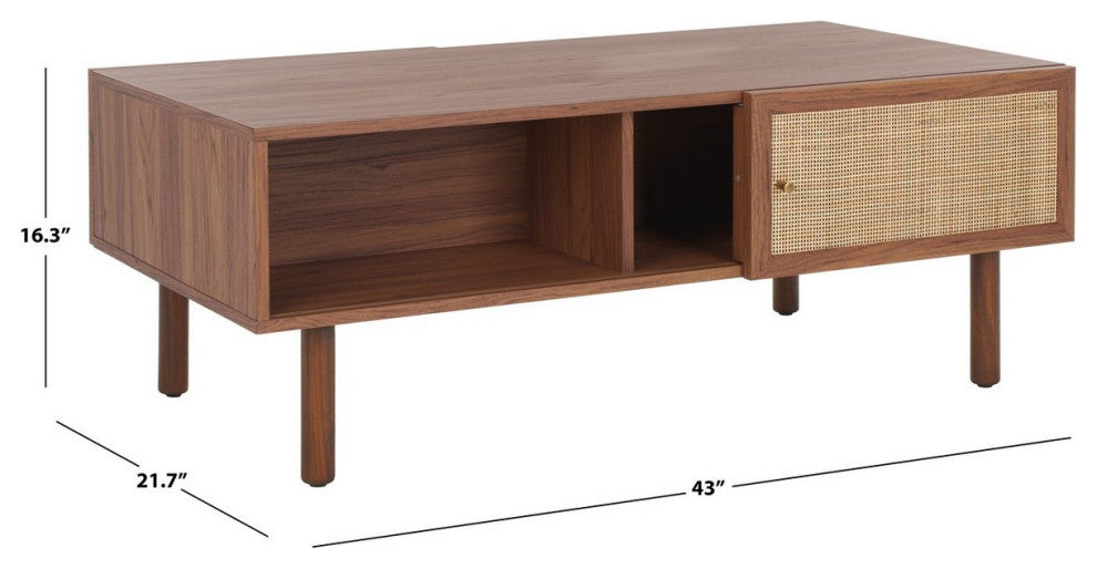 Safavieh Silvanna 2 Door Coffee Table, Walnut/Natural