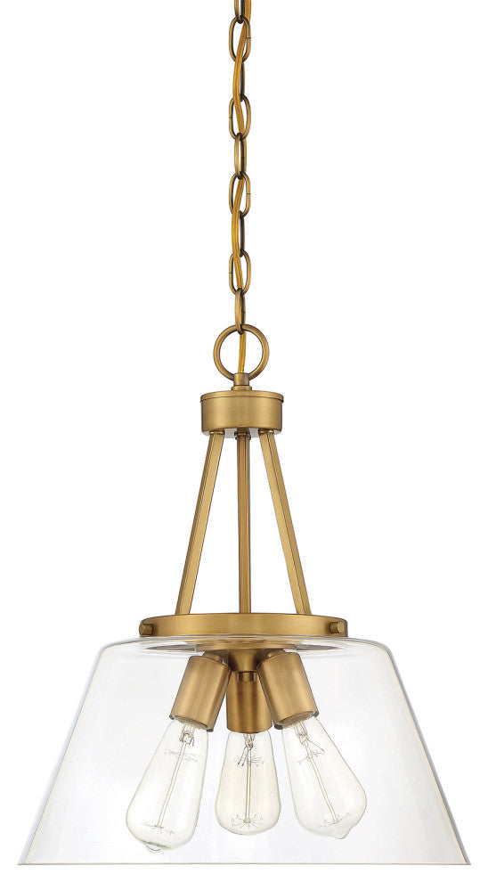 Calhoun 3-Light Warm Brass Pendant