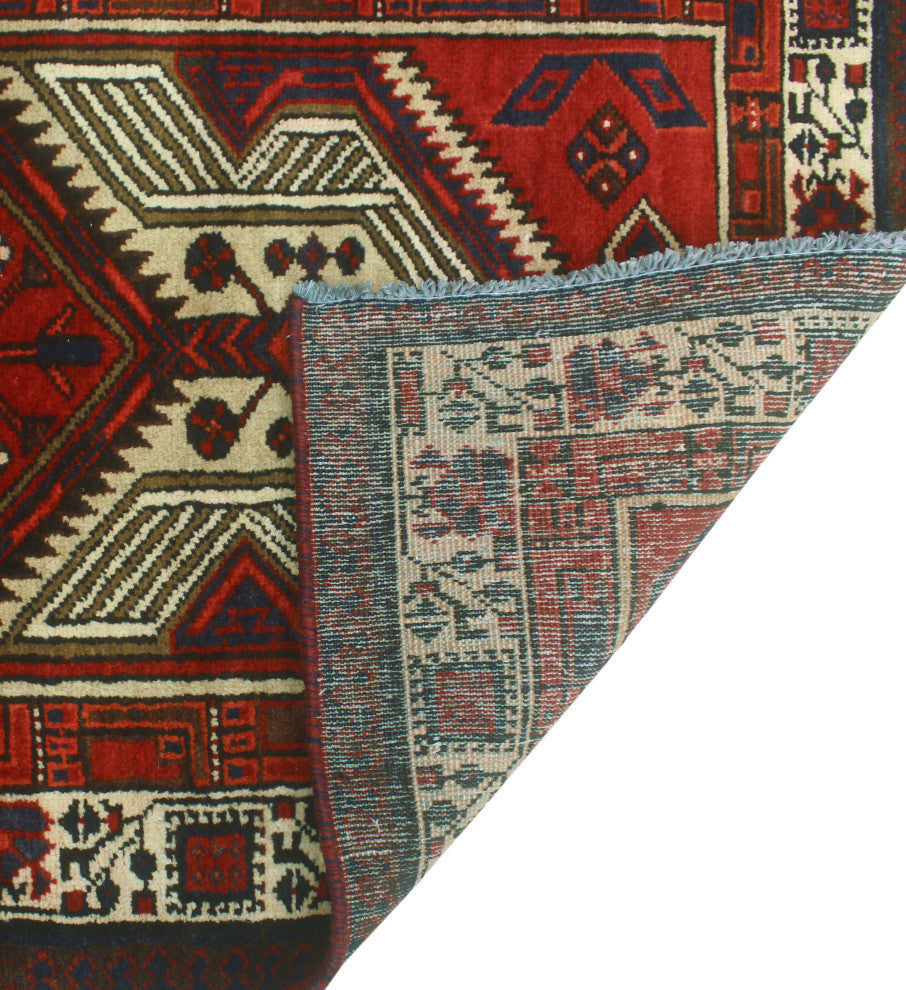 Fine Vintage Distressed Farzam Red/Ivory Runner, 3'3 x 11'3