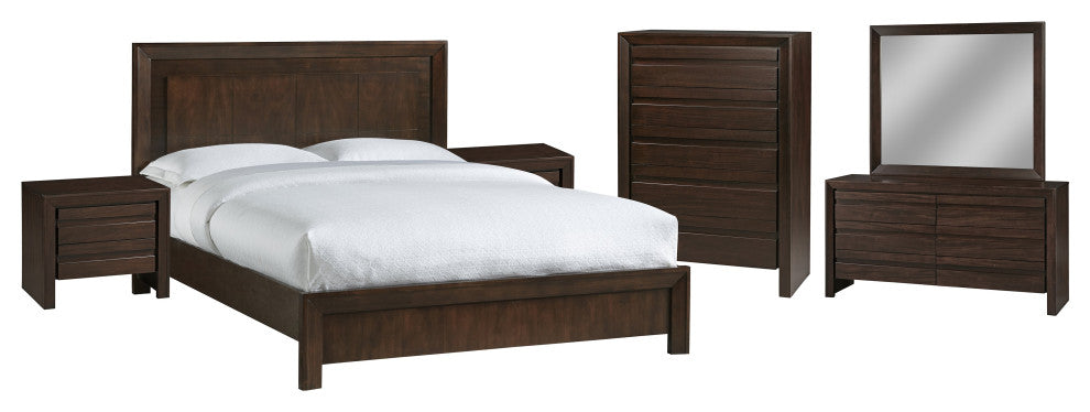 Modus Element 6 Piece Full Bedroom Set With 2 Nightstand, Chocolate Brown