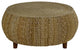 Unique Woven Banana Leaf Coffee Table with Spacious Round Top, Natural