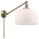X-Large Bell 1-Light Swing Arm, Antique Brass, Matte White