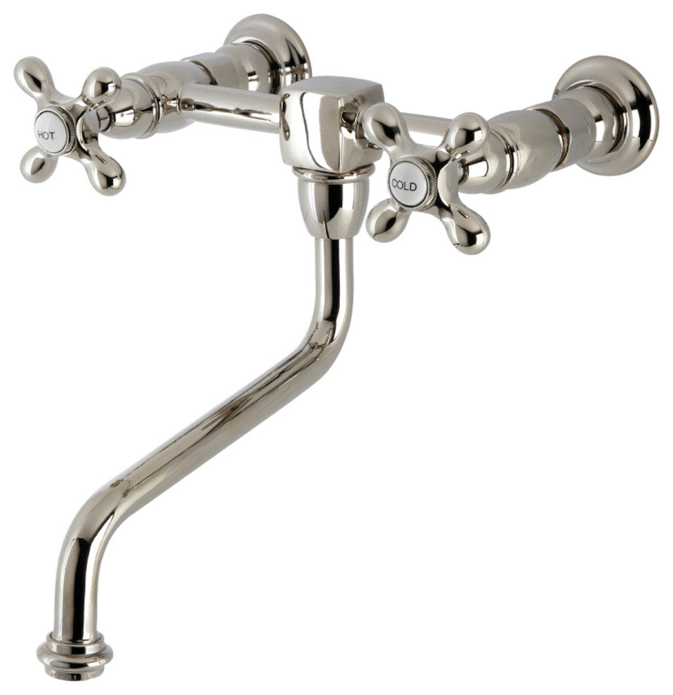 Kingston Brass KS1216AX Heritage Wall Mount Bathroom Faucet, Polished Nickel