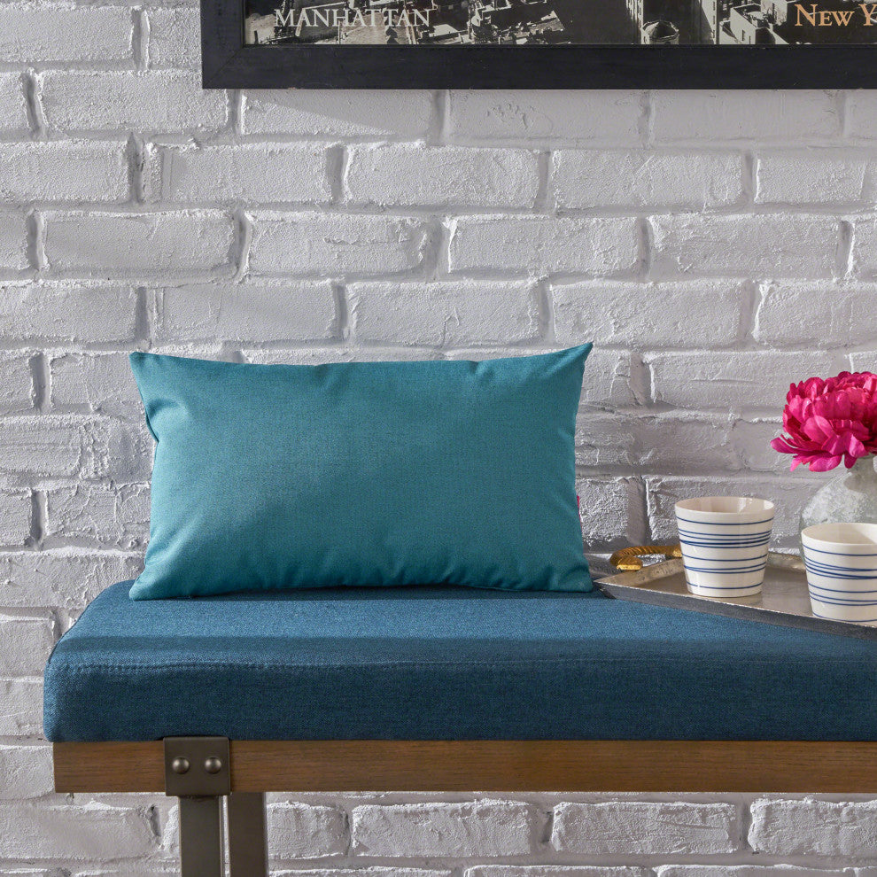 GDF Studio Kaffe Indoor Water Resistant Rectangular Throw Pillow, Teal, Single