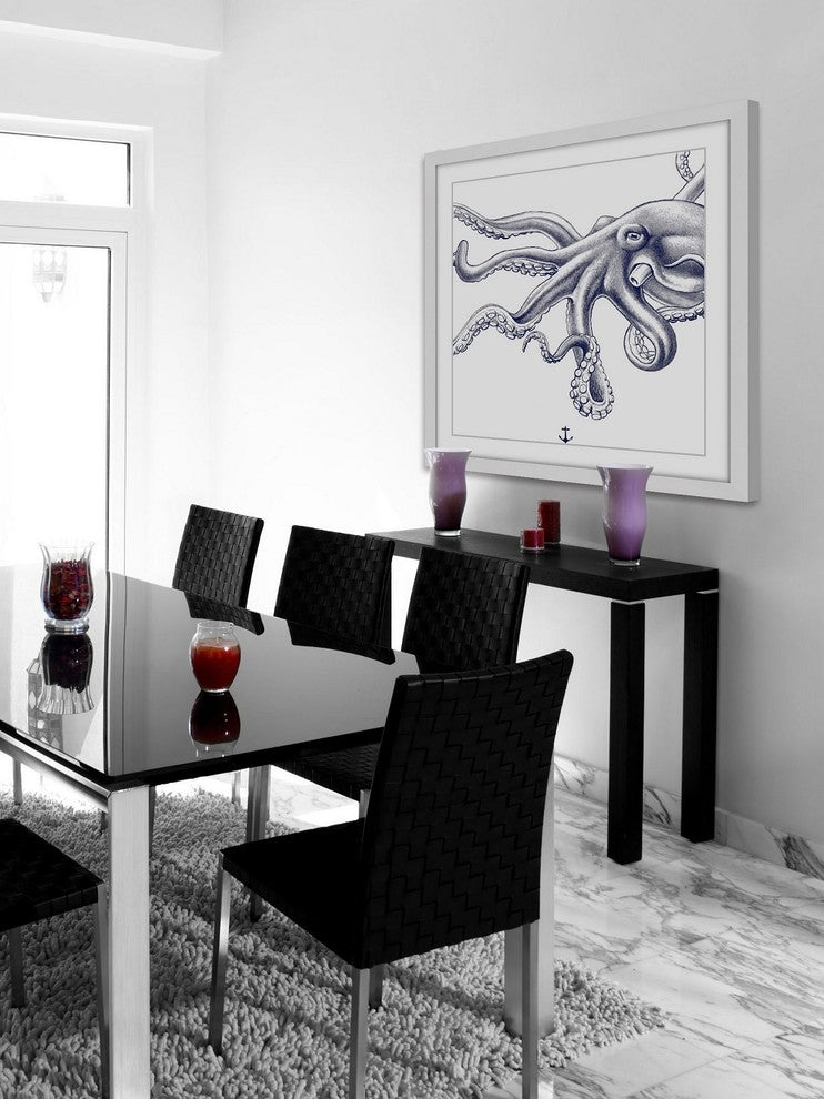 "Blue Octopus" Framed Painting Print