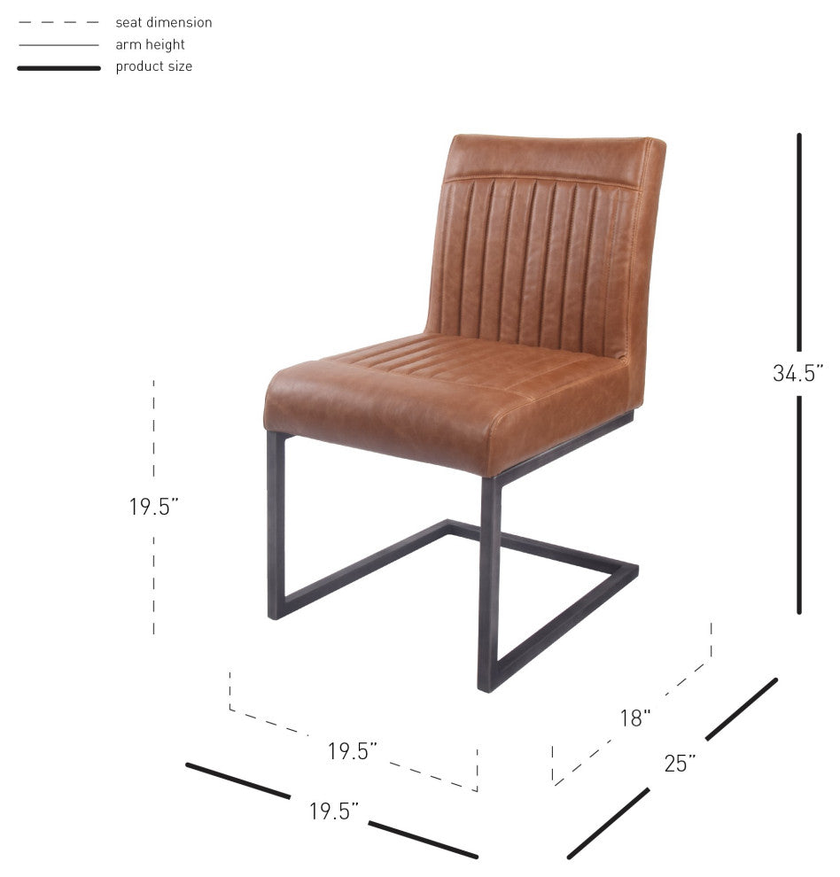 Ronan Dining Side Chair, Set of 2, Antique Cigar Brown, Dining Side Chair, Faux Leather