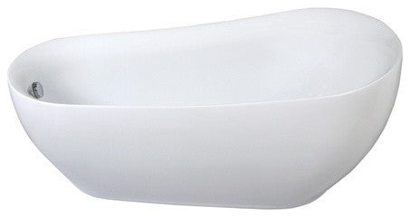 Aqua Eden 71" Acrylic Freestanding Single Slipper Tub With Drain, White