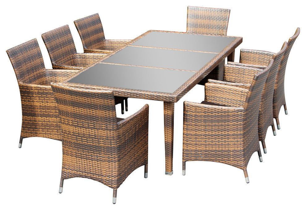 Ohana 9-Piece Dining Set, Sunbrella Bay Brown, Mixed Brown