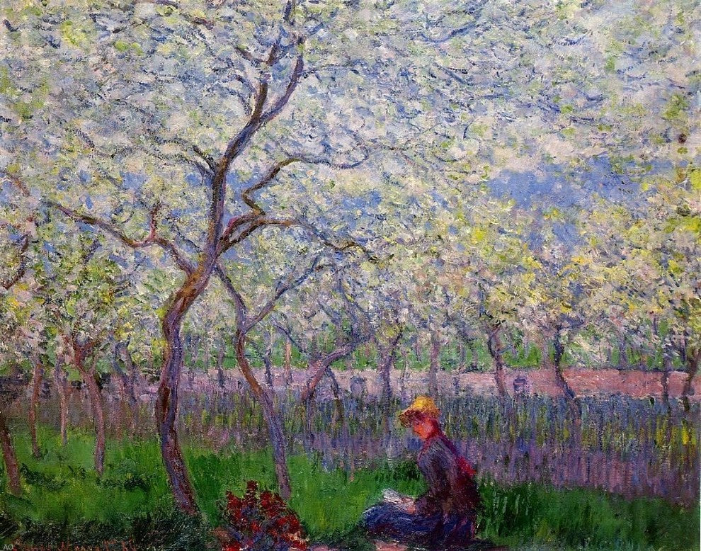 Claude Oscar Monet An Orchard in Spring, 20"x25" Wall Decal Print