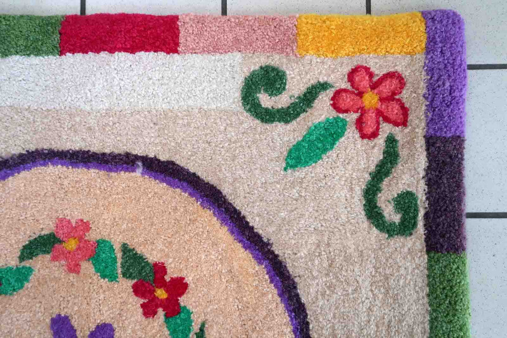 Handmade Contemporary ORA French Hooked Rug 3.2'x3.3', 99cmx102cm, 2021