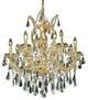 Elegant Maria Theresa Dining Room Light, Gold Finish With Royal Cut Crystal