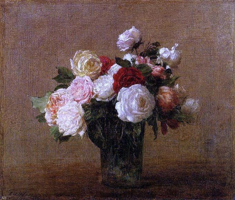 Henri Fantin-Latour Roses in a Glass Vase, Gallery Wrapped Canvas, 20"x25"