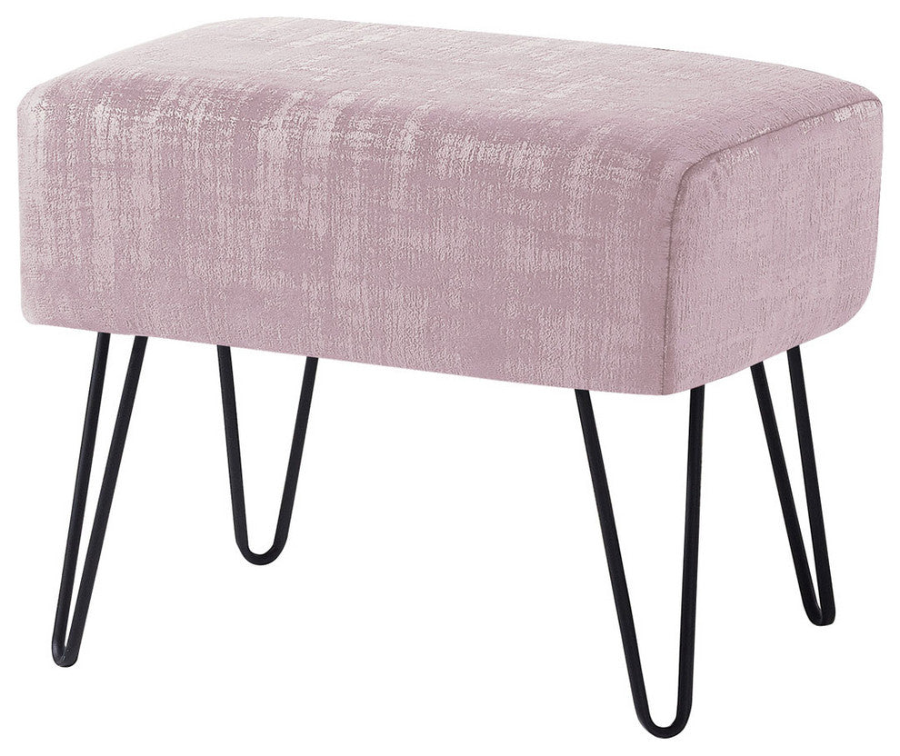 Textured Velvet Ottoman, Soft Pink