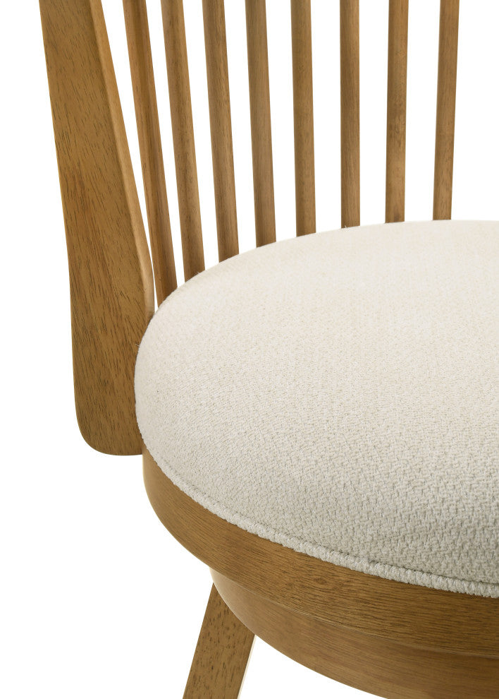 Harper Wood and Fabric Barstool, Ivory, 30" Bar Height