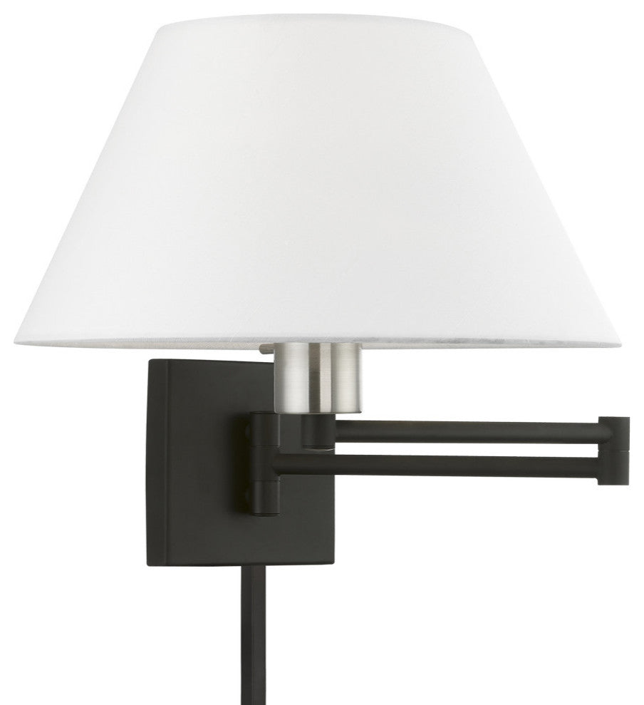 1 Light Black With Brushed Nickel Accent Swing Arm Lamp