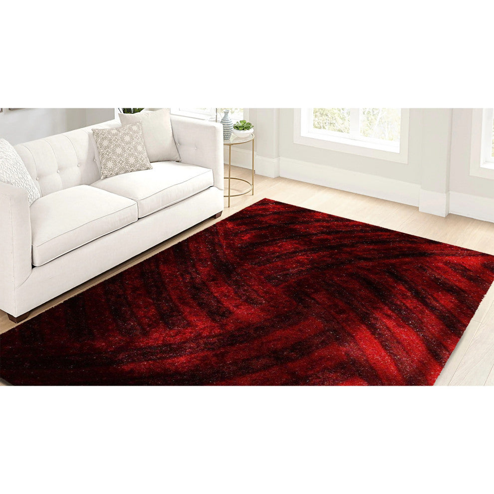 2 x 8 Burgundy Geometric Illusion Runner Rug