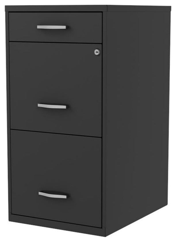 Pemberly Row 18" 3-Drawer Modern Metal Organizer File Cabinet in Black