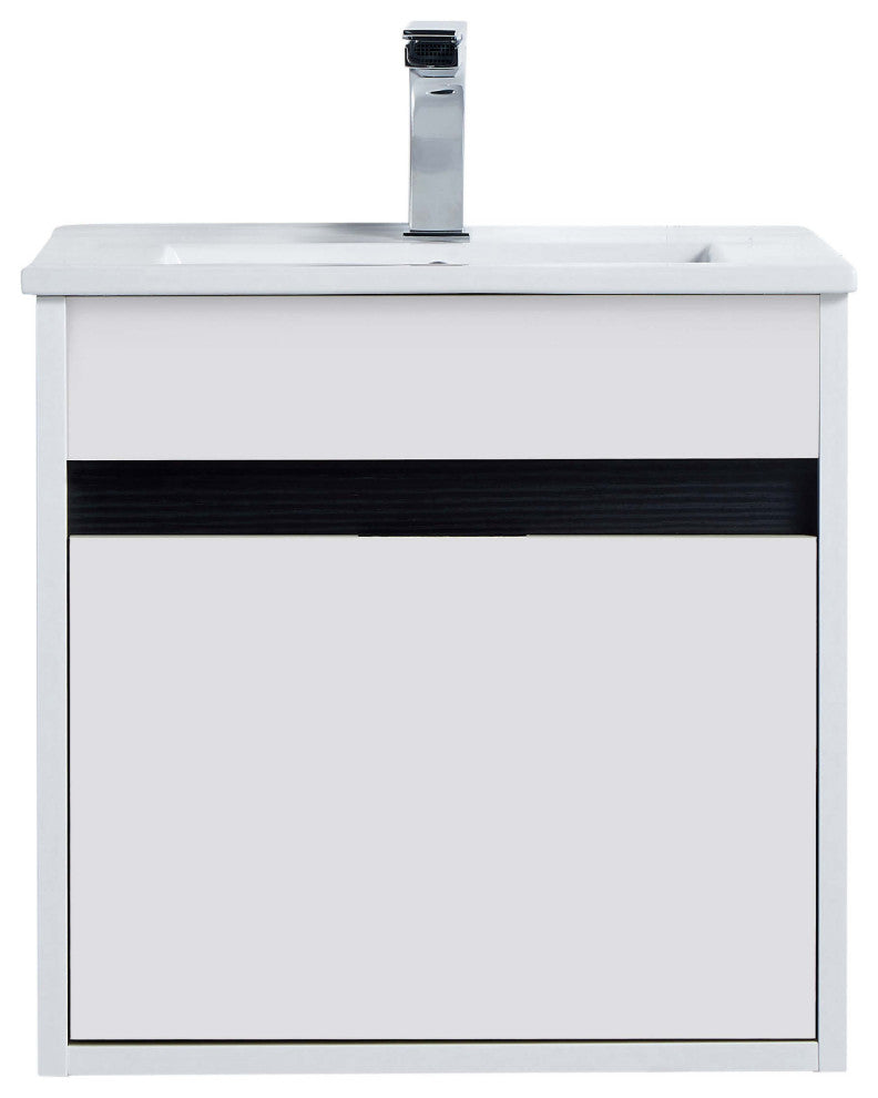 Alpine Wall Mount Bathroom Vanity and Sink, White Matte, 20"