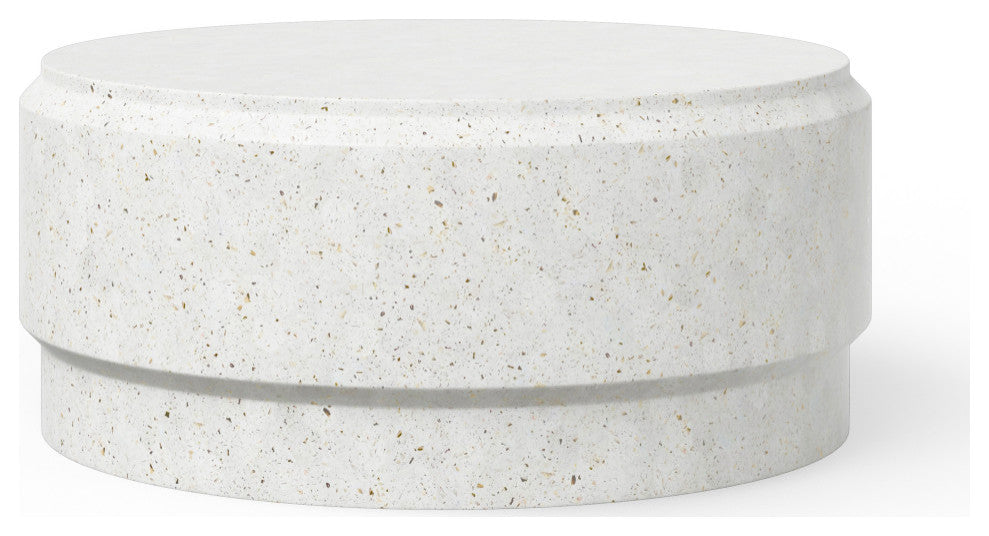 Mixx, Barrel 39" Coffee Table, Ivory Terrazzo