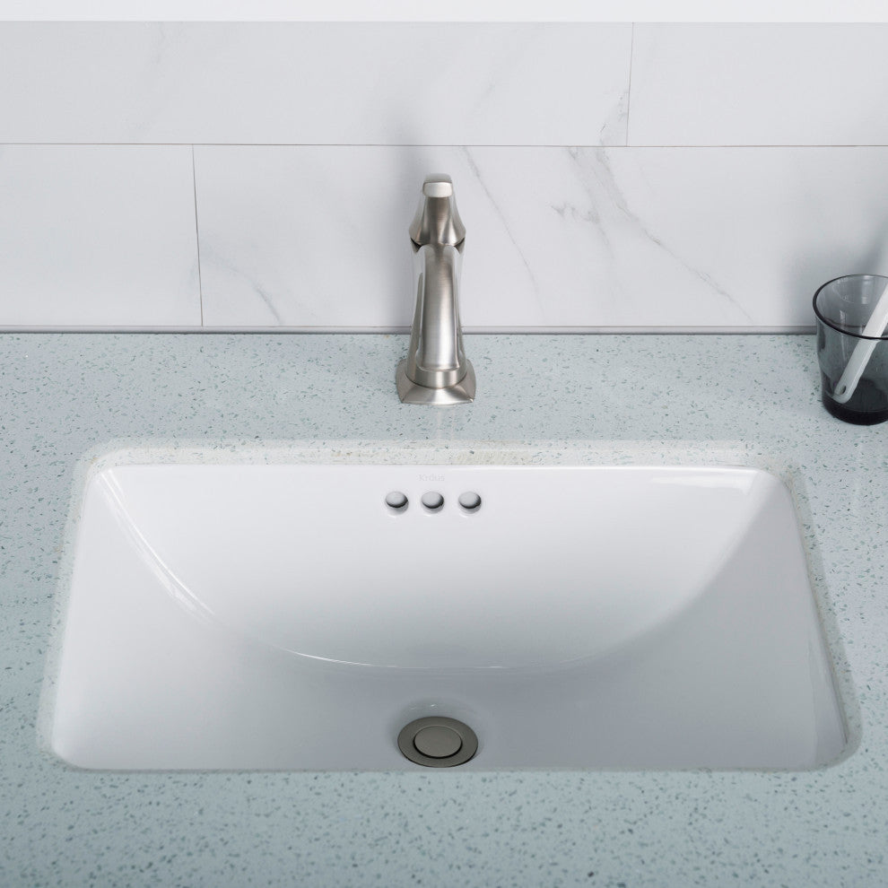 Elavo Ceramic Rectangle Undermount Bathroom Sink, White
