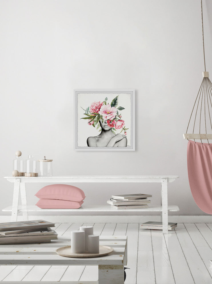 "Pinkish Bloom" Framed Painting Print, 32"x32"