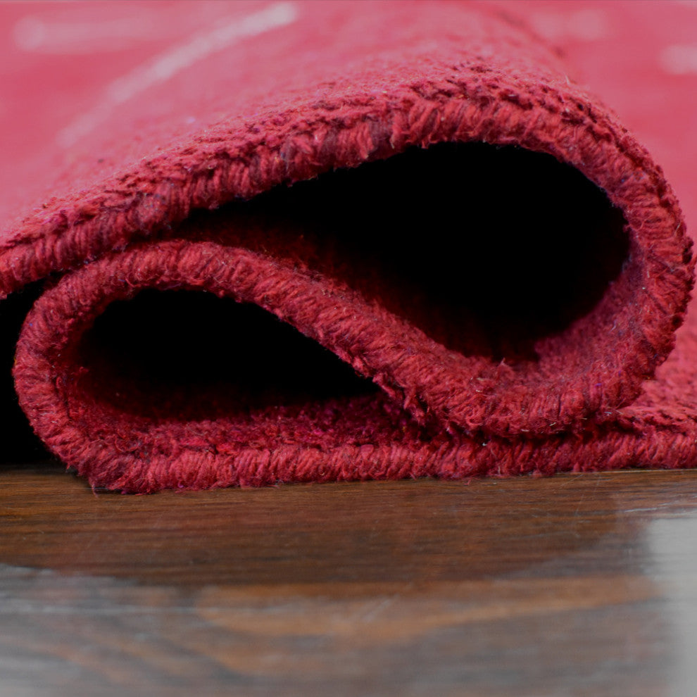 HAND KNOTTED LOOM SILK ECO-FRIENDLY RUGS-8'x10',Rectangle,Red White,Contemporary