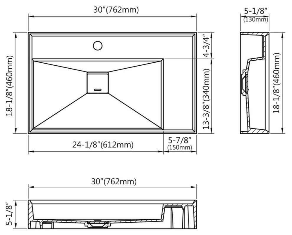 Gordon 30" Single Bathroom Sink, Sink With Pedestal