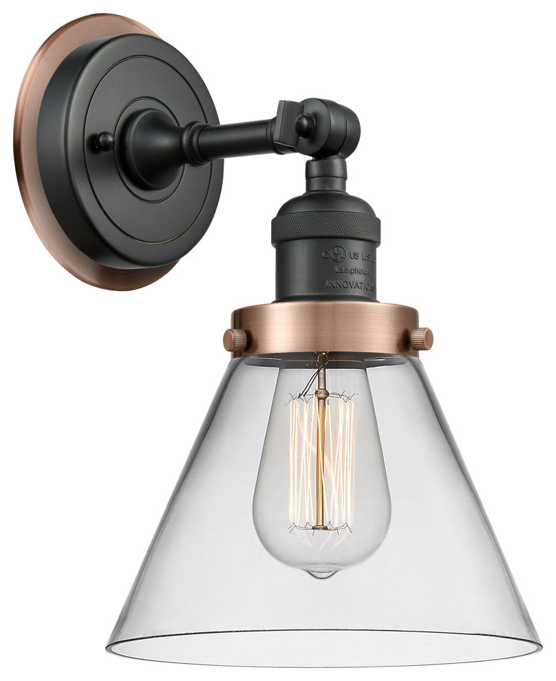 INNOVATIONS LIGHTING 203BK-BPAC-HRAC-G42 Large Cone 1 Light Mixed Metals Sconce