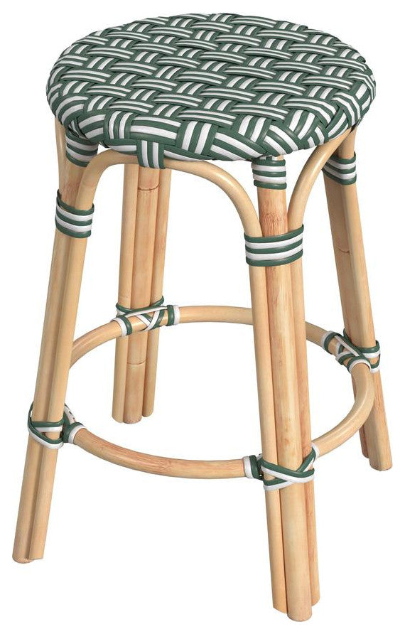 Tobias Rattan Round 24 Counter Stool, Green