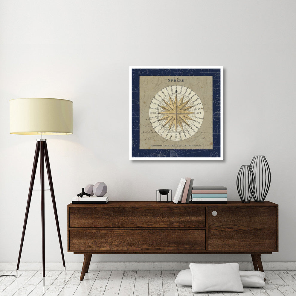 "Sphere Compass Blue" Digital Paper Print by Sue Schlabach, 38"x38"