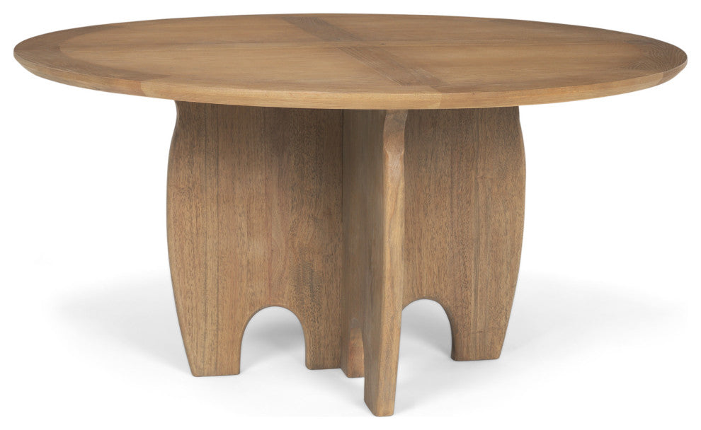 Sonomi Brown Solid Rubber Wood w/ Round Oak Tabletop Dining Table