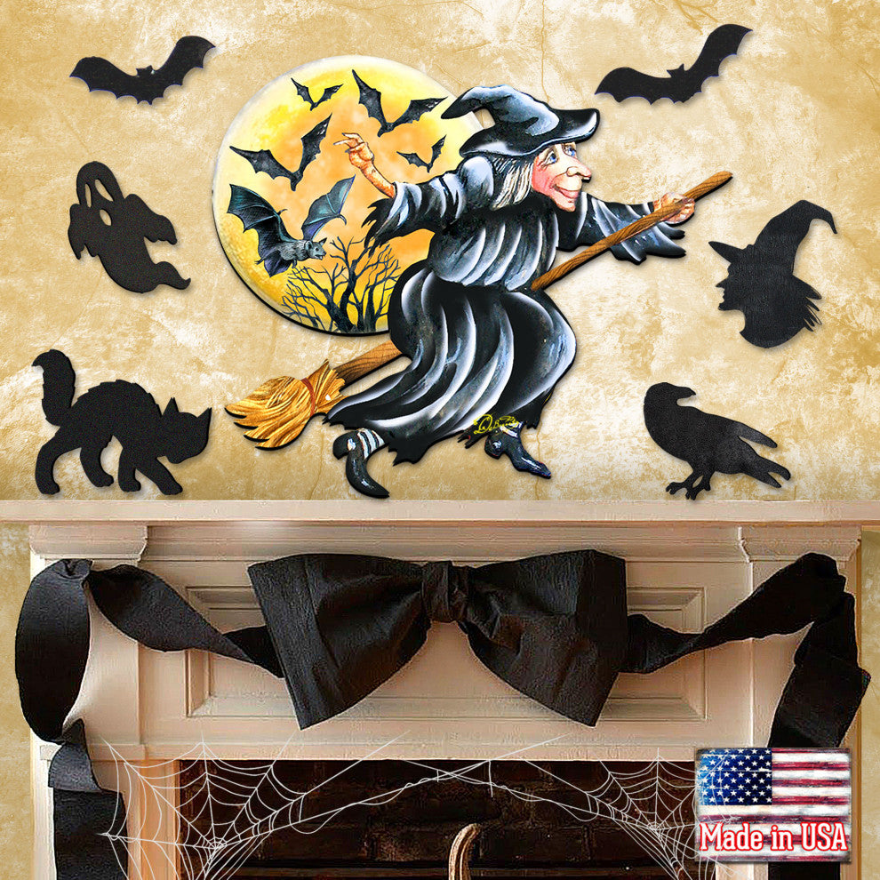 Halloween Witch Wooden Door Hanger