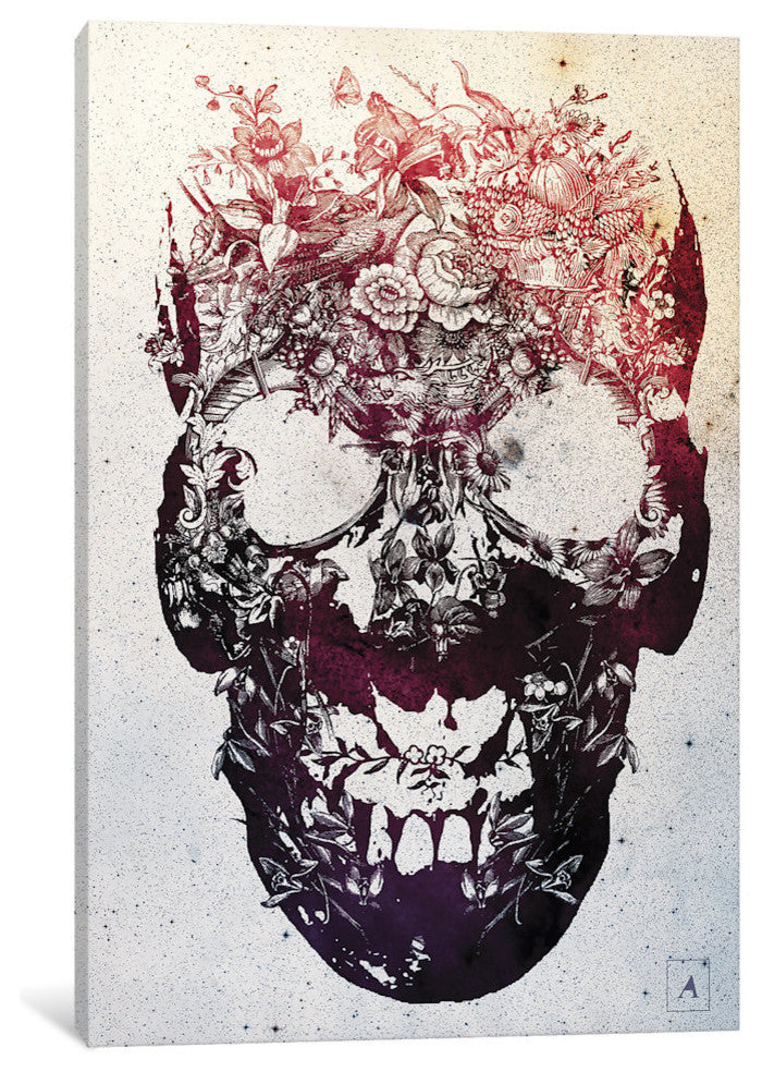"Floral Skull" by Ali Gulec, Canvas Print, 26"x18"