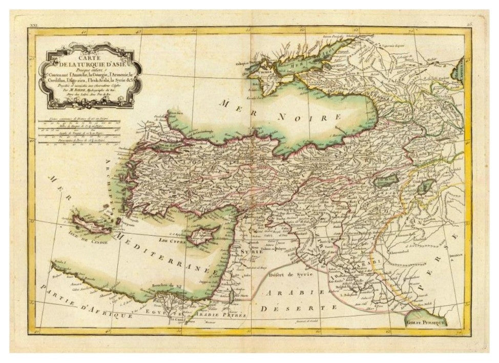 "Turquie d'Asie, 1791" Digital Paper Print by Rigobert Bonne, 32"x23"