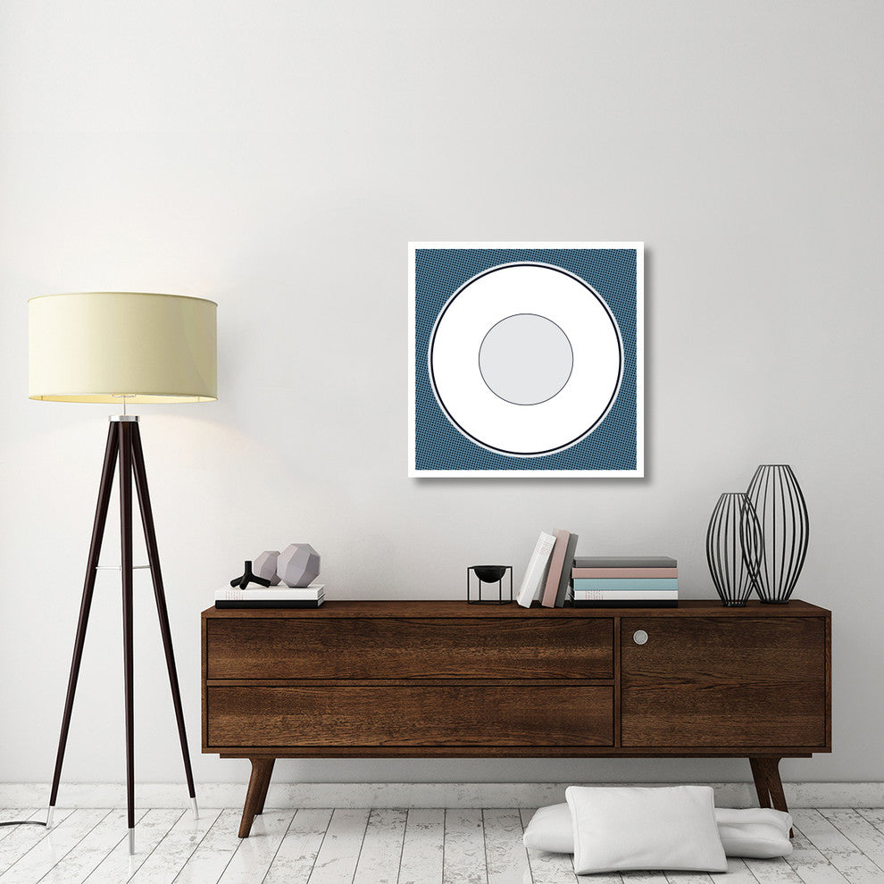 "Mealtime: White on Blue with Dots - Plate" Paper Print by BG.Studio, 32"x32"