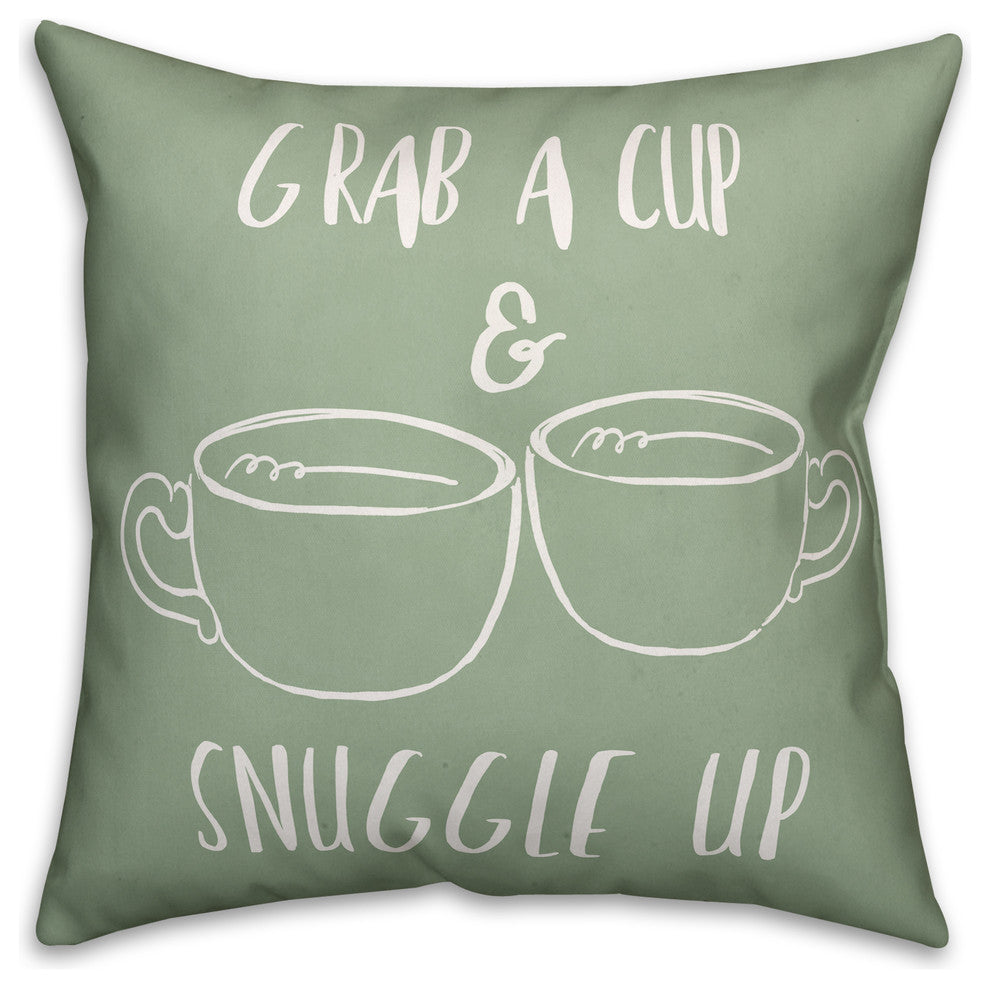 Grab a Cup and Snuggle Up Spun Poly Pillow, 18x18