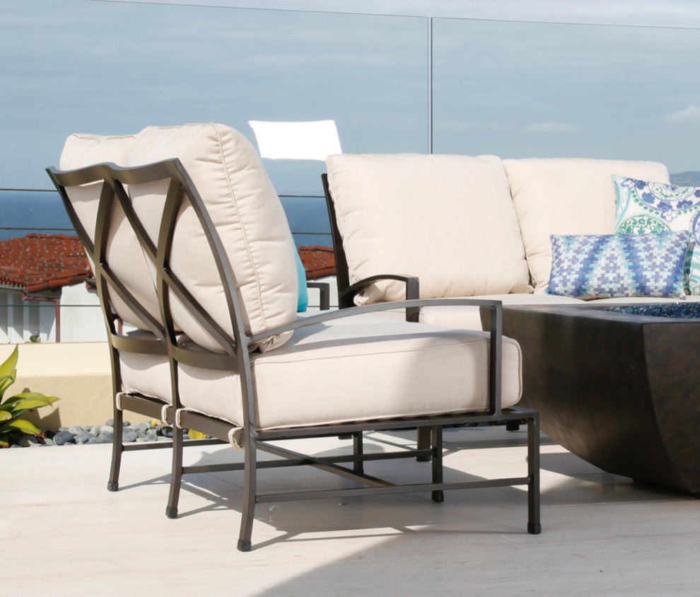La Jolla Spectrum Carbon Sunbrella Upholstered Cushions Outdoor Loveseat