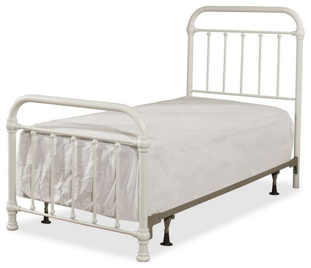 Hillsdale Kirkland Twin Metal Spindle Panel Bed in White