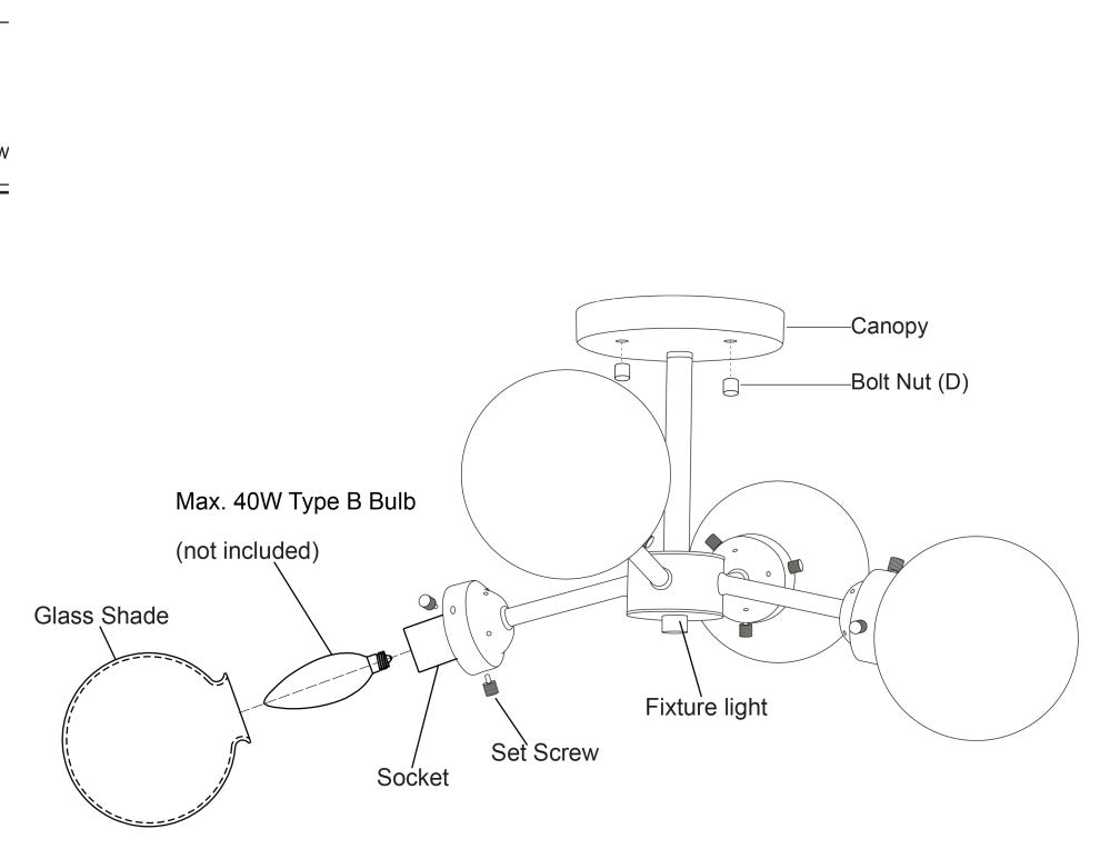 Orbit 20" Semi Flush Ceiling Light Muted Brass