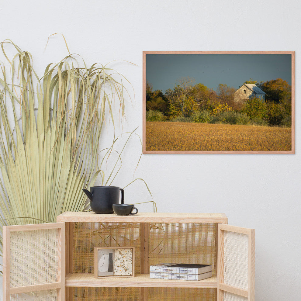 Abandoned Barn In The Trees Framed Photo Paper Wall Art Prints, Red Oak, 24" X 36"
