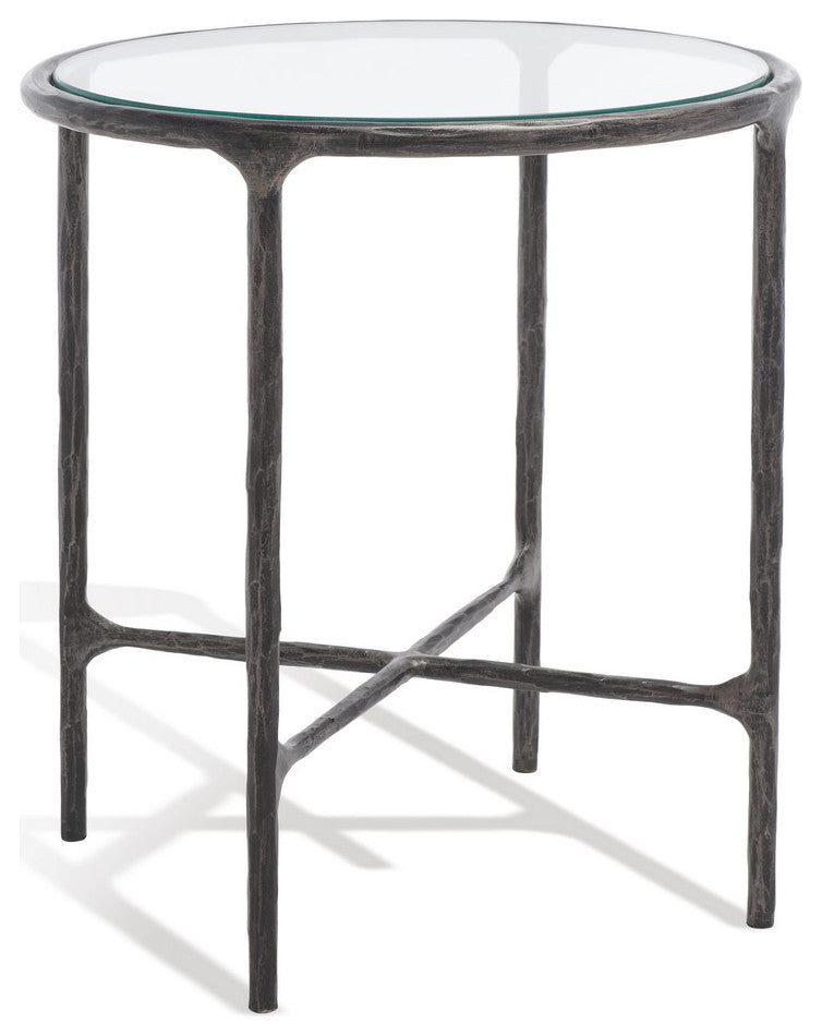Safavieh Couture Jessa Forged Metal Round End Table, Black