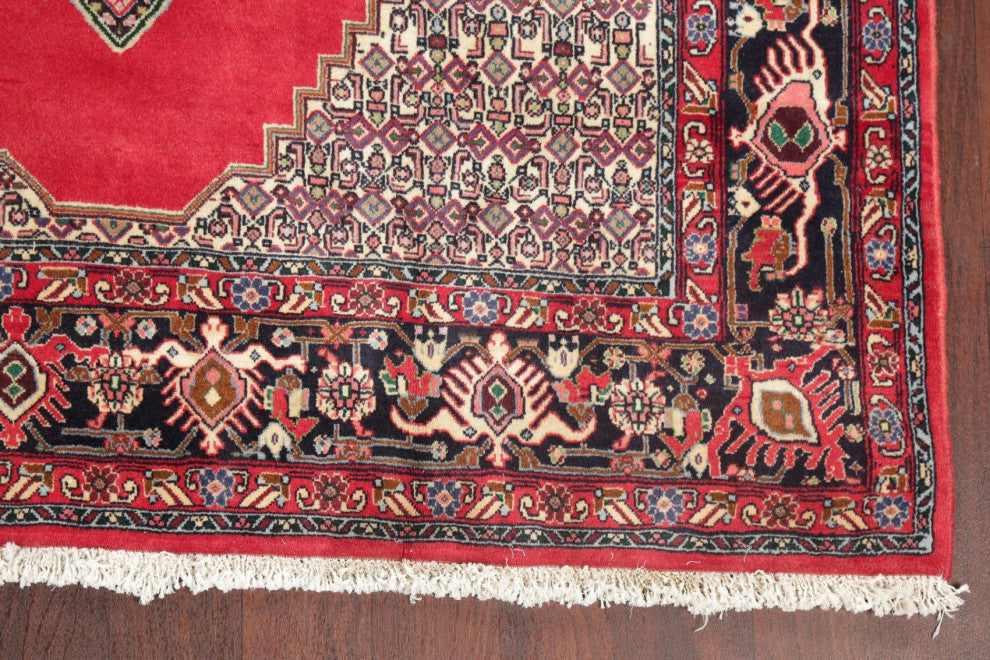 Consigned, Bidjar Hand-Knotted Oriental Traditional Persian Area Rug, Red, 6x7