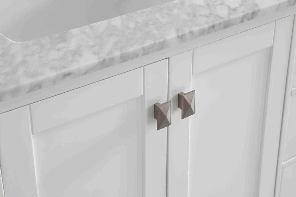 Eviva Aberdeen 72 Transitional White Bathroom Vanity White Carrera Countertop