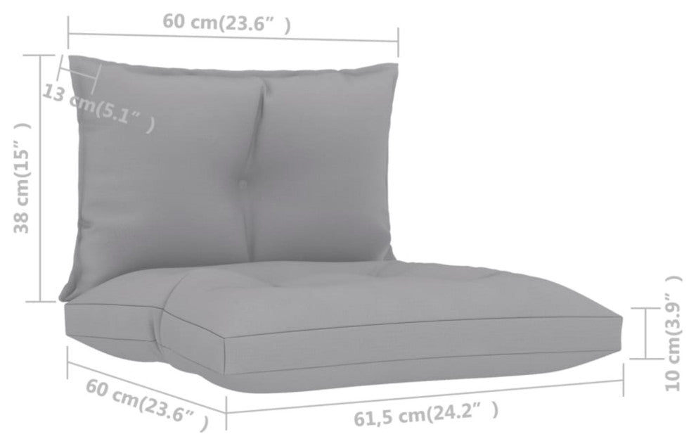 Vidaxl Pallet Sofa Cushions 2-Piece Gray Fabric