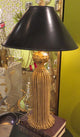 28" Gold Iron Tassel Table Lamp, Cottage Contemporary Romantic Ornate Black