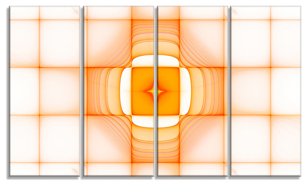 Yellow Thermal Infrared Visor, Abstract Canvas Art Print, 48"x28", 4 Panels
