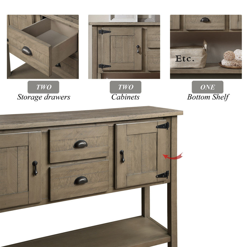 TATEUS 48'' Retro Style Dining Buffet Server Cabinet for Living Room and Kitchen, Rustic